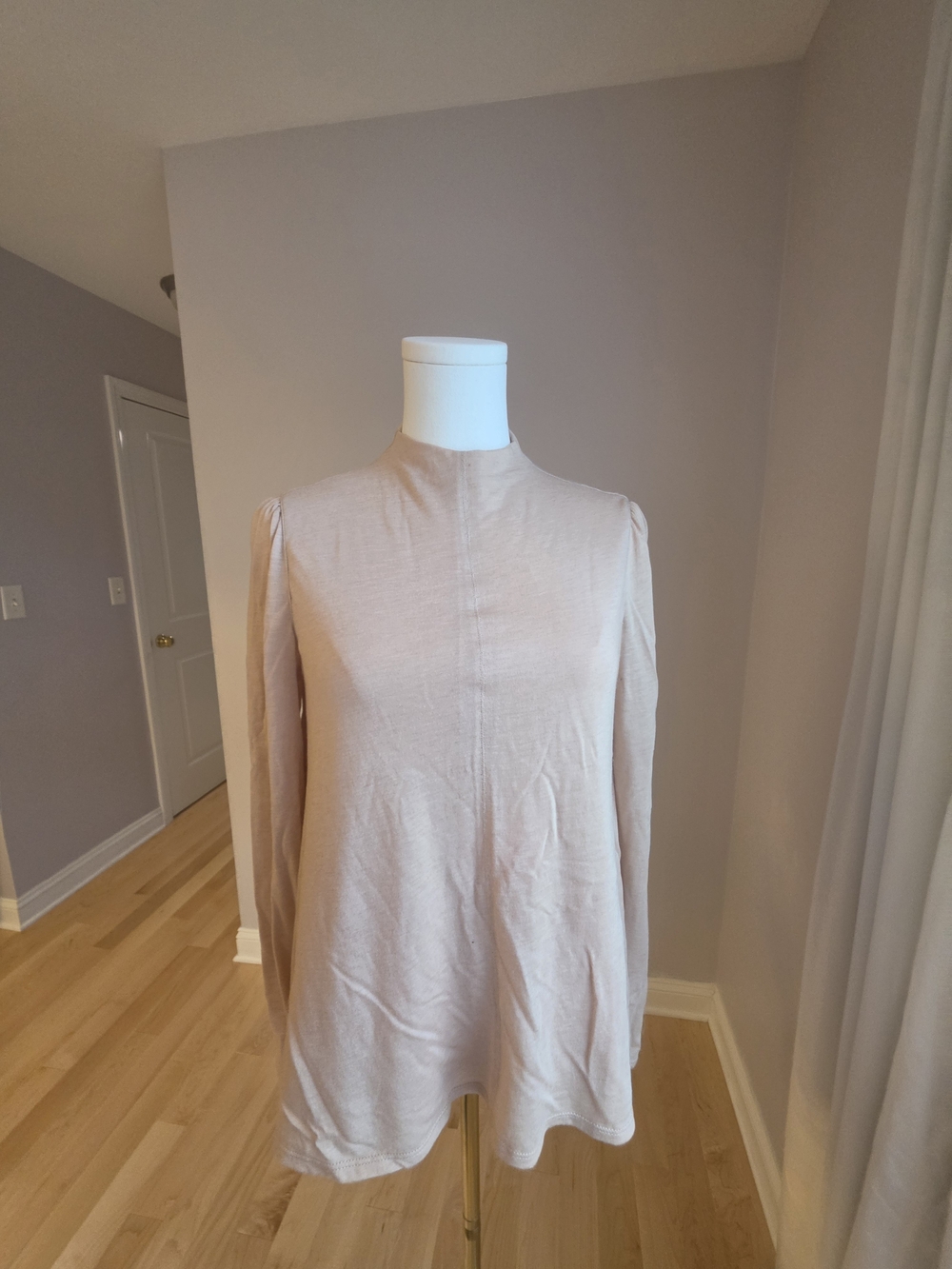 Rebecca Taylor Cream Mock Neck Long Sleeve Tunic